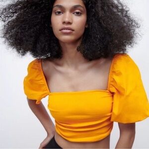 NWT Zara Orange Square Neck Crop Top